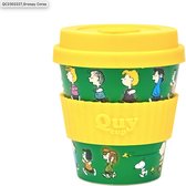 Quy Cup 230ml Ecologische Reis Beker - SNOOPY - Rennen (groen) - BPA Vrij -reisbeker- kinderen-volwassenen- drinkbeker- Eco- Gemaakt van Gerecyclede Pet Flessen met Geel Siliconen deksel