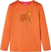 vidaXL-Kindershirt-met-lange-mouwen-kattenprint-104-oranjebruin