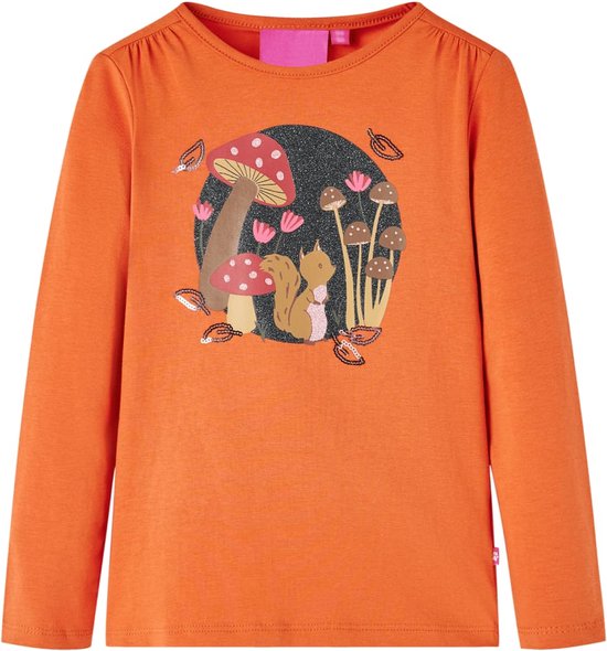 vidaXL-Kindershirt-met-lange-mouwen-eekhoornprint-128-oranjebruin