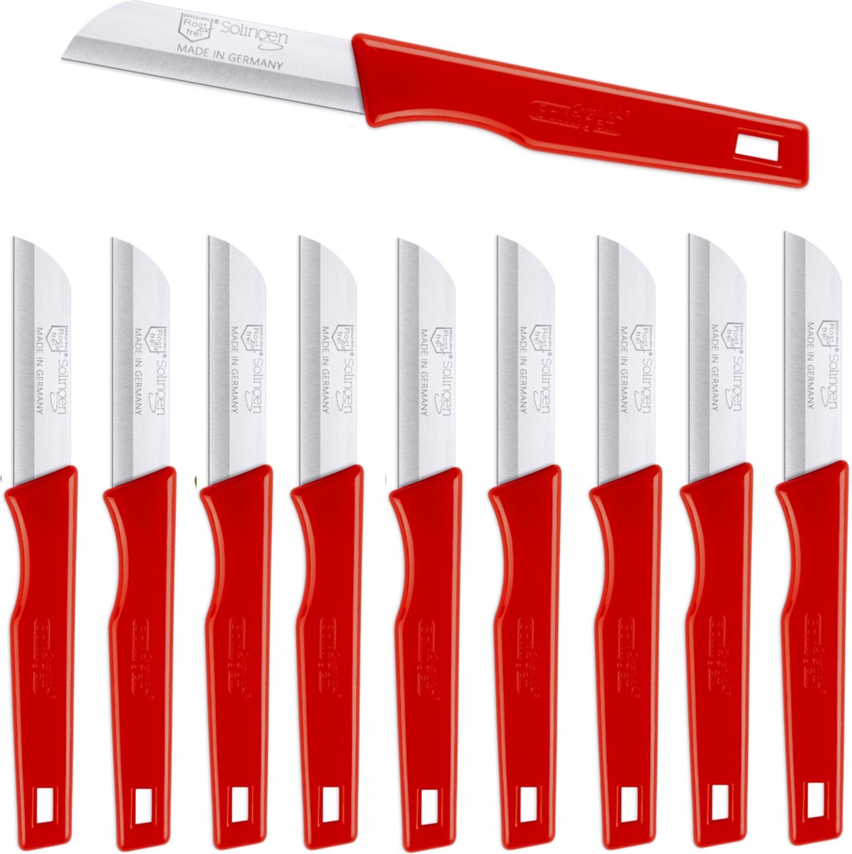 Solingen Schilmesje – RVS Glad – 16 cm – Rood – 10 Stuks