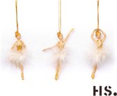 Home Society - Ornament Nittedal - Ballerina - Goud - 3 Stuks