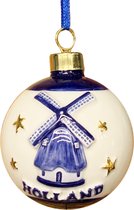Pendentif sapin de Noël Moulin à boules de Noël Holland en bleu de Delft et or