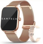 SAMTECH Smartwatch Ultra Thin Pro Serie 5 - Dames & Heren – Sport horloge - Stappenteller, Calorie Teller, Slaap meter, HD – IOS & Android - Rose goud