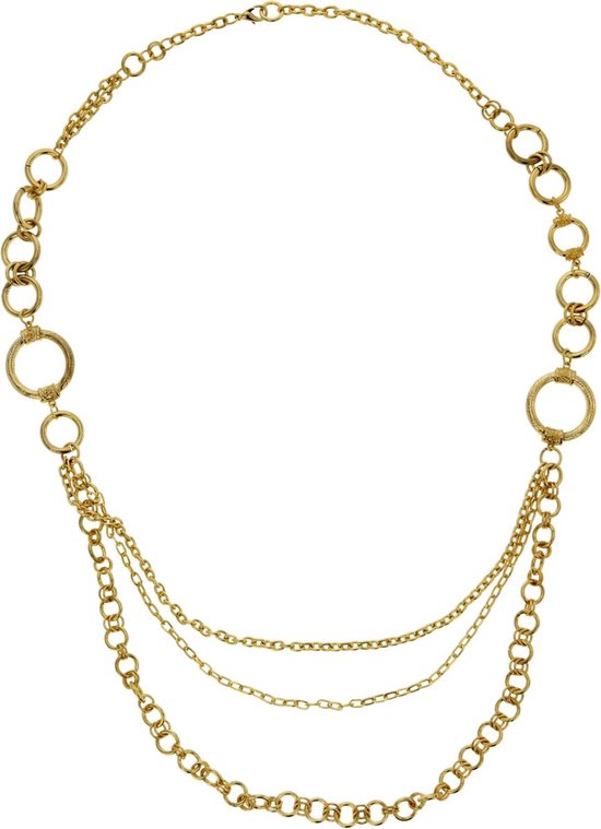 Behave - Lange ketting dames - goudkleur - gelaagd - elegant avondlook