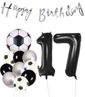 Cijfer Ballon 17 | Snoes Champions Voetbal Plus - Ballonnen Pakket | Zilver en Zwart