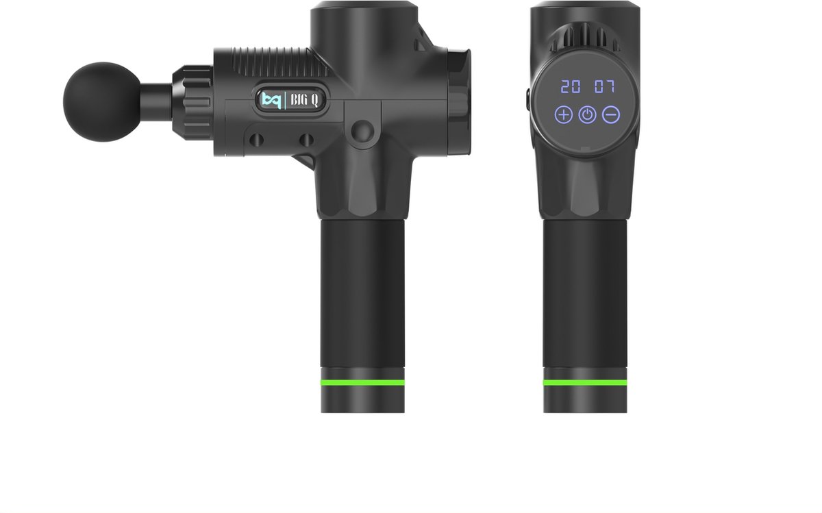 Afbeelding 2 van Big Q Massage Gun - Matzwart - 30 snelheden - 6 opzetstukken - Sport En Relax Massageapparaat - LCD Touchscreen