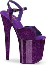 Pleaser - FLAMINGO-809GP Sandaal met enkelband, Paaldans schoenen - US 10 - 40 Shoes - Paars