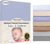Bed Couture Velvet Flanel Baby Kinder Hoeslaken - 100% Katoen Extra zacht en Warm - Ledikant - 60x120 Cm - Winterblauw