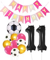 Cijfer Ballon 11 | Snoes Champions Voetbal Plus - Ballonnen Pakket | Roze en Zwart