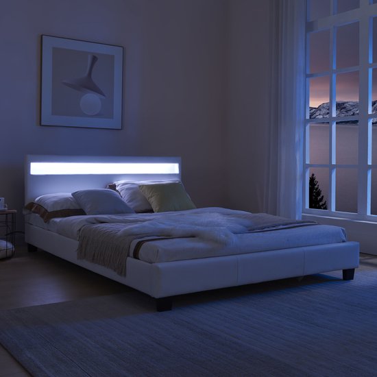 LED - Ledikant Parijs - incl. bedbodem 140x200cm wit