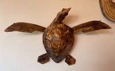 Handgemaakte houten schildpad voor aan de wand - middel - hangend