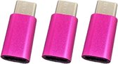 Set van 3 Verloop Adapter MICRO USB-adapter naar USB-C – Nieuw Model - Opzetstuk - Micro-USB to USB C Converter - Goud - oDaani