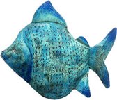 Lanterne - métal recyclé - poisson de fer bleu - by Mooss - 62 x 51,5 cm