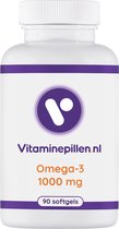 Vitaminepillen.nl | Omega 3 (1000mg) - Softgels - 90 stuks - In de meest voorkomende EPA/DHA verhouding - Reguleert het cholesterol - en bloeddrukgehalte, ondersteunt het hart en bloedvaten - Moleculair gedistilleerde visolie, met 30% omega-3.