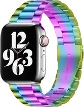 By Qubix Stalen schakelband - Multicolor - Geschikt voor Apple Watch 42 - 44 - 45 - Ultra - 49mm - Compatible Apple watch bandje - smartwatch bandje