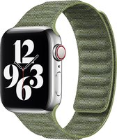 By Qubix Denim nylon bandje - Groen - Geschikt voor Apple Watch 42mm - 44mm - 45mm - Ultra - 49mm - Compatible Apple watch bandje - smartwatch bandje