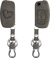 Étui à clés de voiture kwmobile pour clé de voiture pliable à 3 boutons Ford - Housse de protection en simili cuir - Design Brushed Hart - Gris
