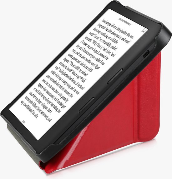 kwmobile e-reader hoesje geschikt voor Kobo Libra 2 hoes - Ereader flip case met standaard - E reader cover van kunstleer - In rood van Merkloos — afbeelding 2