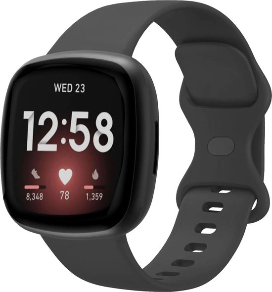 Bracelet Strap-it Smartwatch - Bracelet de montre en silicone adapté pour Fitbit Versa 3 / Fitbit Versa 4 / Fitbit Sense / Fitbit Sense 2 - noir - Taille : Taille L
