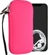 kwmobile telefoontasje universeel geschikt voor XXL - 7" smartphones - 17,7 x 8,5 cm - Hoesje met rits en polslusje -In neon roze -