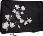 kwmobile stoffen beschermhoes televisie - TV-hoes geschikt voor 24" TV - Afdekhoes van linnen - In taupe / bruin / zwart Magnolia design