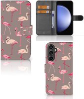 Hoesje met naam Geschikt voor Samsung Galaxy S23 FE Wallet Book Case Flamingo