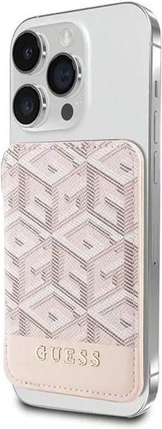 Guess G-Cube PU Leather Pasjes Houder - Compatible met Apple MagSafe toestellen - Roze