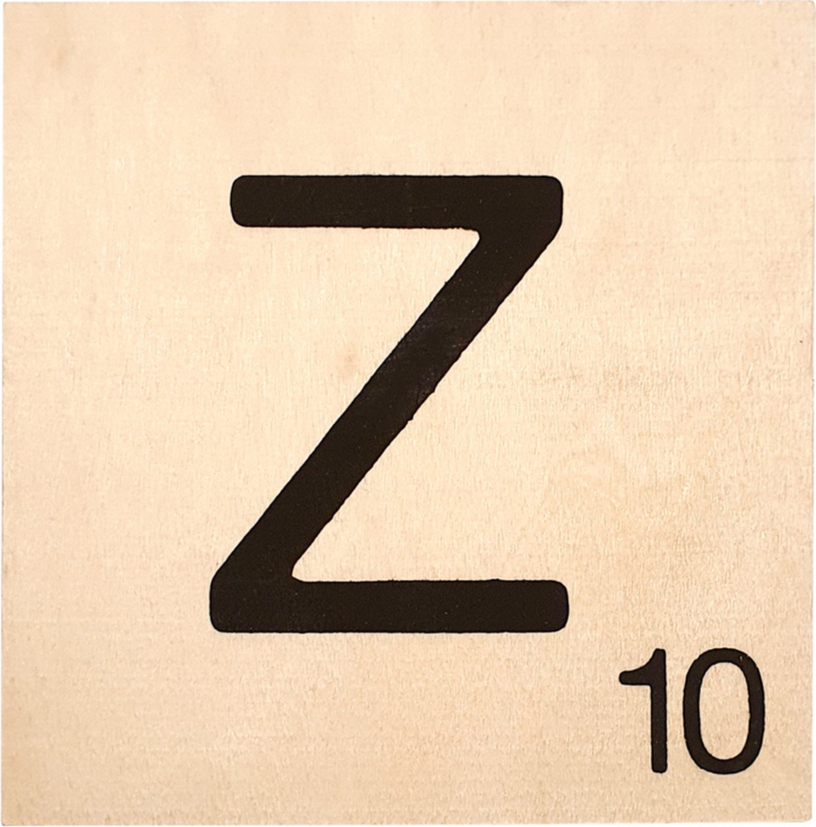 Houten Bordje 10x10x0.5cm - Z - Zwarte Letter/Woordwaarde - Onbehandeld - Onderzetter/Homedeco