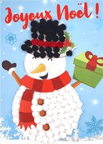 Knutselset Kind 3+ Winter Kerst - Sneeuwpop Cadeau - Pompoms Set Vorm Plakken - Hobby - 15x20cm