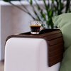 brown sofa tray non-slip wooden bamboo drink holder armrest with pad | Couch tray flexible | Sofa tray armrest with non-slip pad as sofa shelf | Couch drink holder