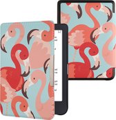kwmobile hoes geschikt voor Tolino Shine 3 - Magnetische sluiting - E reader cover in roze / poederroze / rood - Flamingo's design