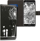 kwmobile telefoonhoesje geschikt voor Honor 7X / Mate SE - Backcover voor smartphone - Hoesje met pasjeshouder in wit / zwart - Paardenbloemen Liefde design