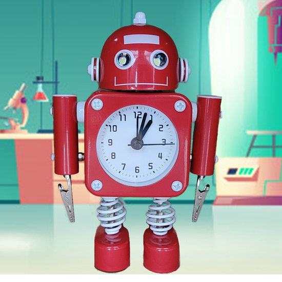 De Professor en Kwast - Kinderwekker Robot (Rood)