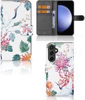 Telefoonhoesje Geschikt voor Samsung Galaxy S23 FE Wallet Bookcase Bird Flowers