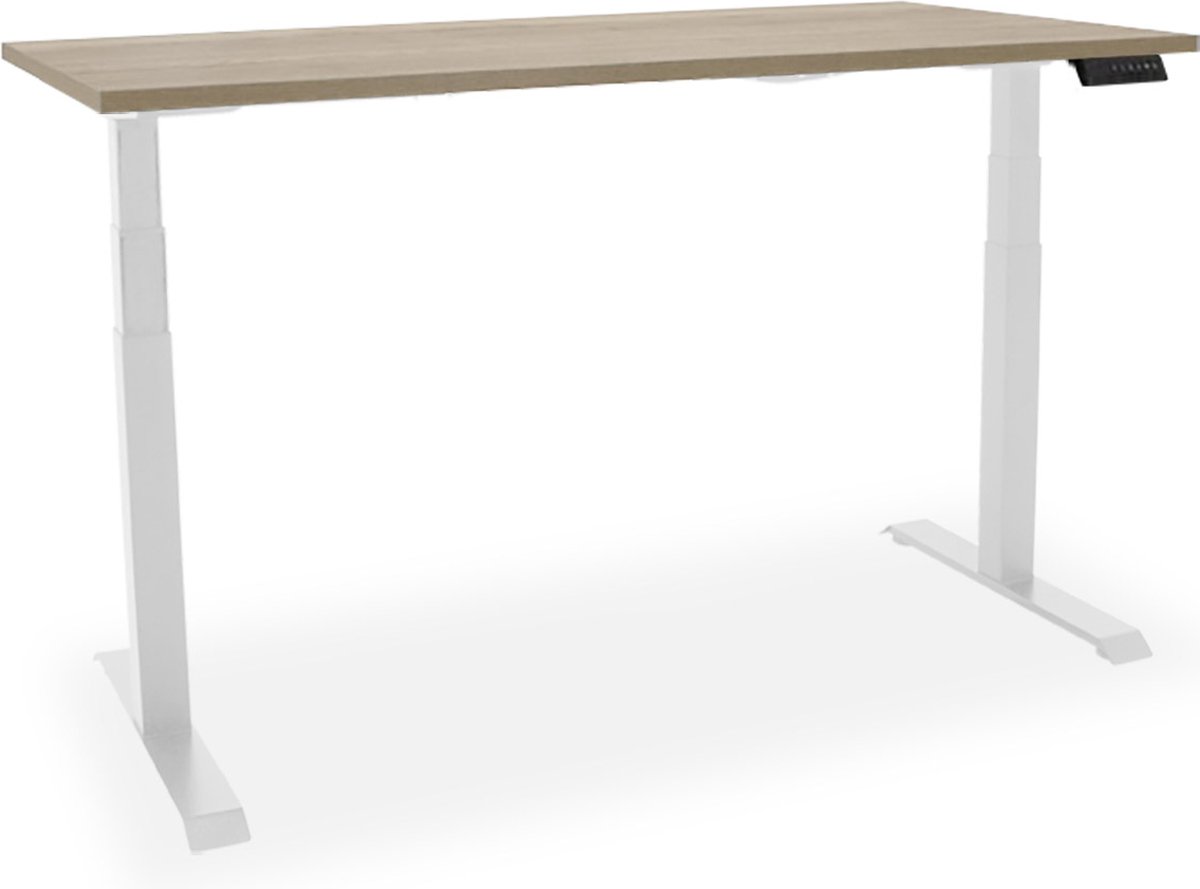 Elektrisch zit-sta bureau Essential NPR - 140x80cm - medium oak/wit