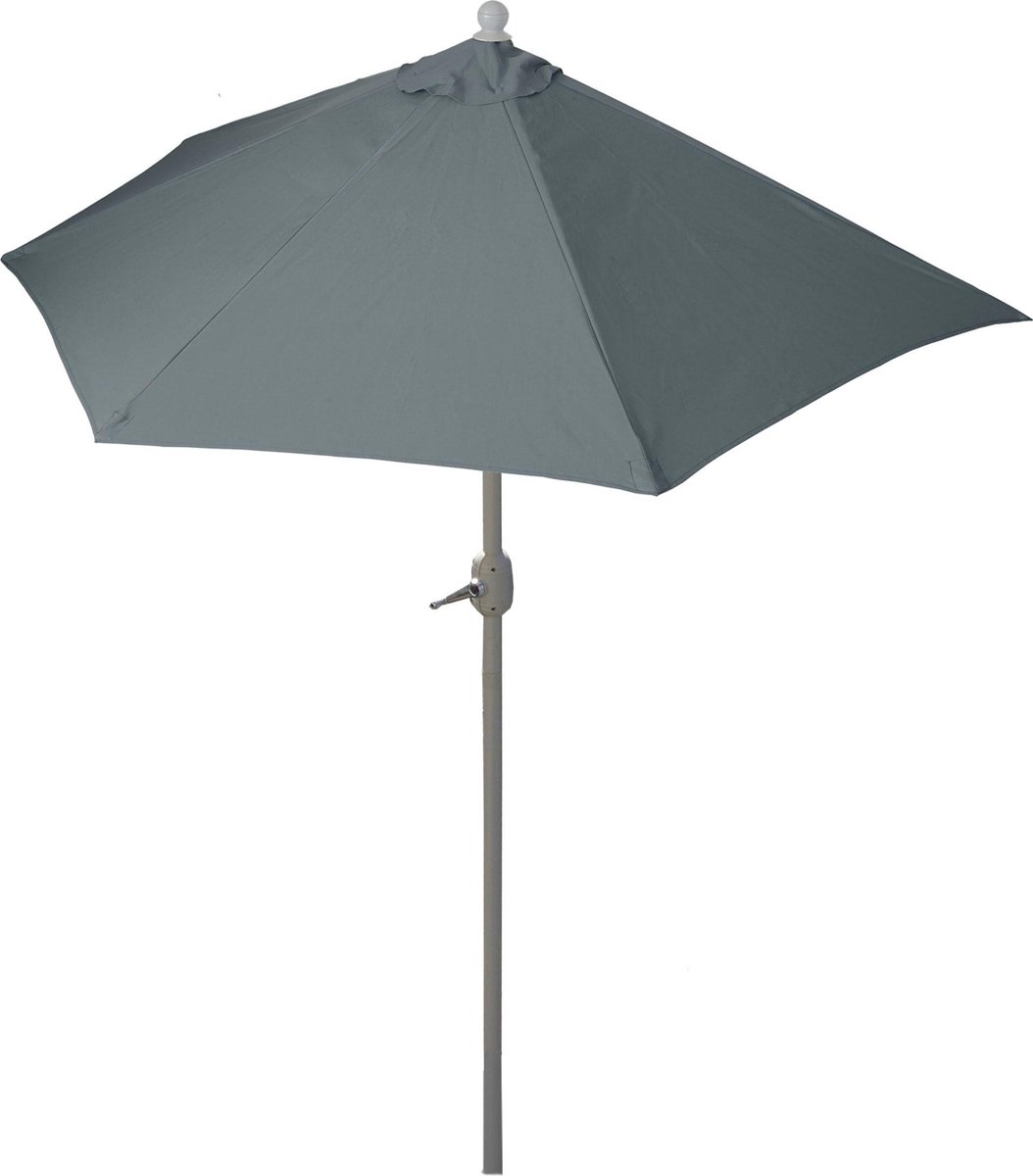 Parasol halfrond Parla, halfparasol balkonparasol, UV 50+ polyester/aluminium 3kg ~ 300cm antraciet zonder voet