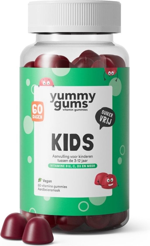 Yummygums Kids – Multivitamine gummies kinderen – Suikervrij – Vitamine D, B12, C en meer – vegan en natuurlijk – 60 stuks – goed voor 2 maanden gebruik