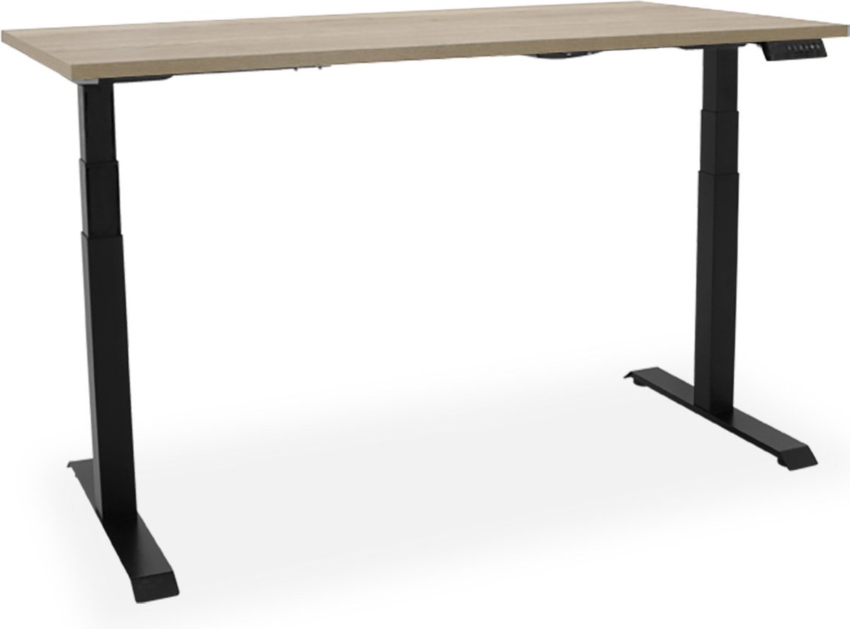 Elektrisch zit-sta bureau Essential NPR - 140x80cm - medium oak/zwart