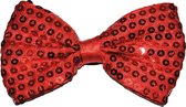 Toppers - Funny Fashion Carnaval verkleed vlinderstrikje met glitter pailletten - rood - polyester - heren/dames