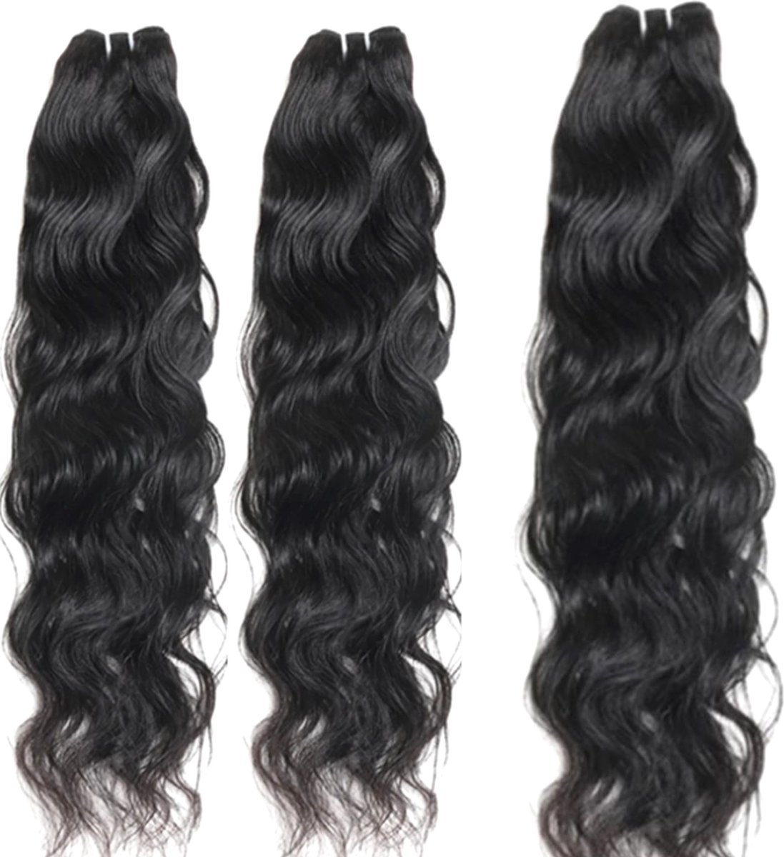 Braziliaanse remy weave - 24 inch golf hair extension kleur zwart - echt menselijke haren 1 stuk