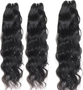 Braziliaanse remy weave - 24 inch golf hair extension kleur zwart - echt menselijke haren 1 stuk
