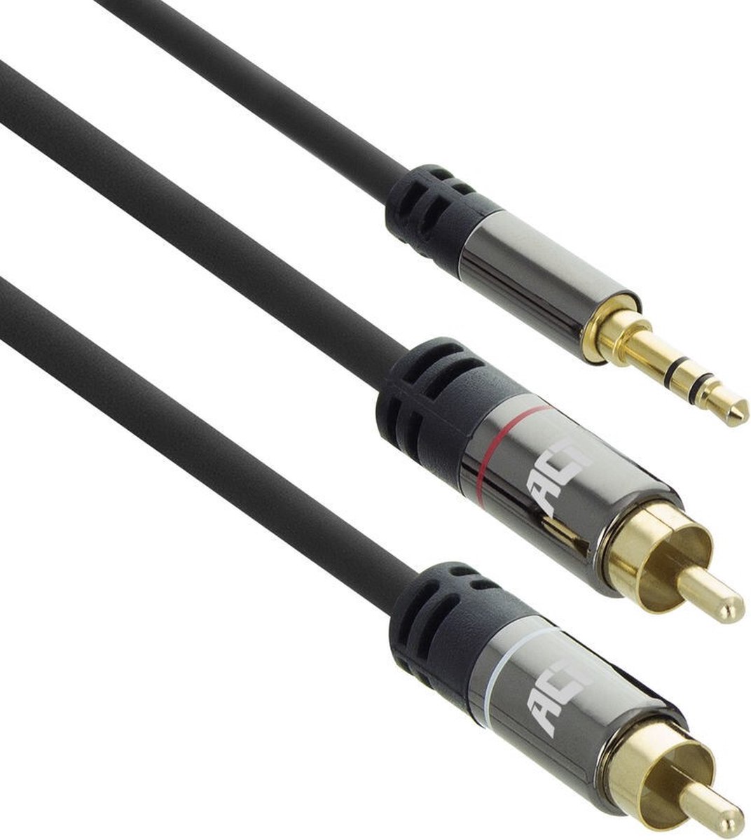 ACT AC3607 High Quality Audiokabel | 1x 3,5mm Stereo Jack Male - 2x Tulp Male | 5 meter