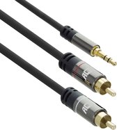 ACT 5 meter High Quality audio aansluitkabel 1x 3,5mm stereo jack male - 2x tulp male AC3607