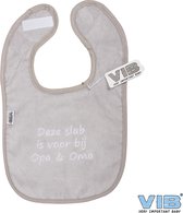 VIB® - Slabbetje Luxe velours - Deze slab is voor bij Opa en Oma (Grijs) - Babykleertjes - Baby cadeau
