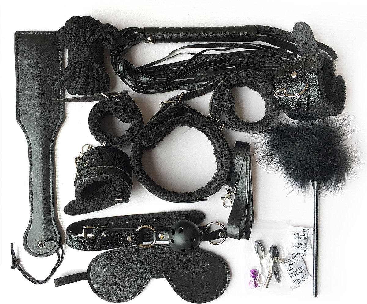 Goedkoopste Zwart - Bondage Set - Bondageset - Erotisch - Bondage - Luxe set - Speeltjes Voor Volwassen - Game Erotische BDSM - Handboeien - Sex - Spel - Zweep - Tepelklemmen - SM – Zwart – seks speeltjes