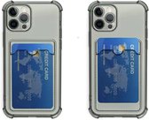 Siliconen anti shock back cover Geschikt voor Apple iPhone 14 pro max Grijs met kaarthouder/ telefoonhoesje met vakje voor pasje.