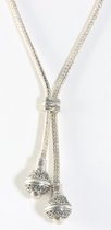 Traditionele zware zilveren vossenstaart schakel ketting met bewerkte pegels
