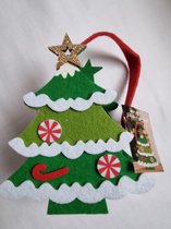 Sac de Noël en feutre avec paillettes, décoration de Noël, 17 cm de haut. Sapin de Noël