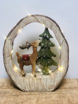 Deco hert met Ledverlichting klein 19 cm hoog - rendier - kunststof - decoratiefiguur - interieur - cadeau - geschenk - kerstcollectie - kerstman - kerstdecoratie – kerstfiguur