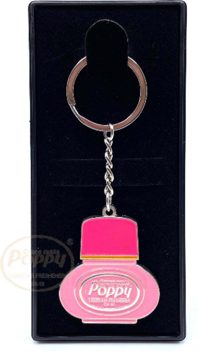 RVS sleutelhanger Poppy Grace Mate Strawberry Verpakt in een plastic geschenkdoos